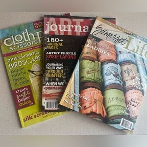 Creative Art Magazines 3 Lot Somerset Life Art Journaling Cloth Paper Scissors